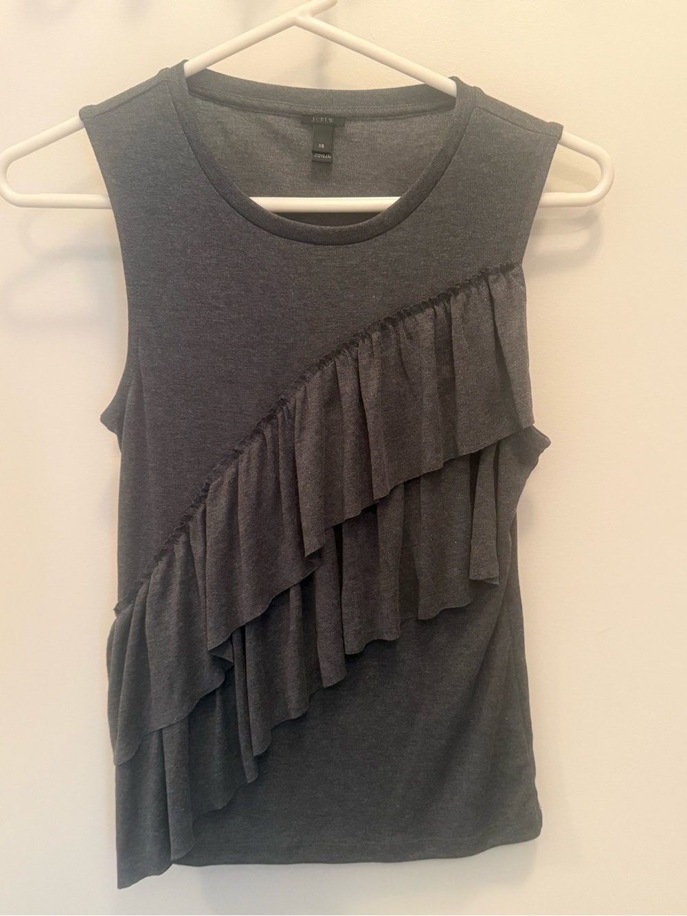 J. Crew Dark Gray Ruffle Sleeveless Tank